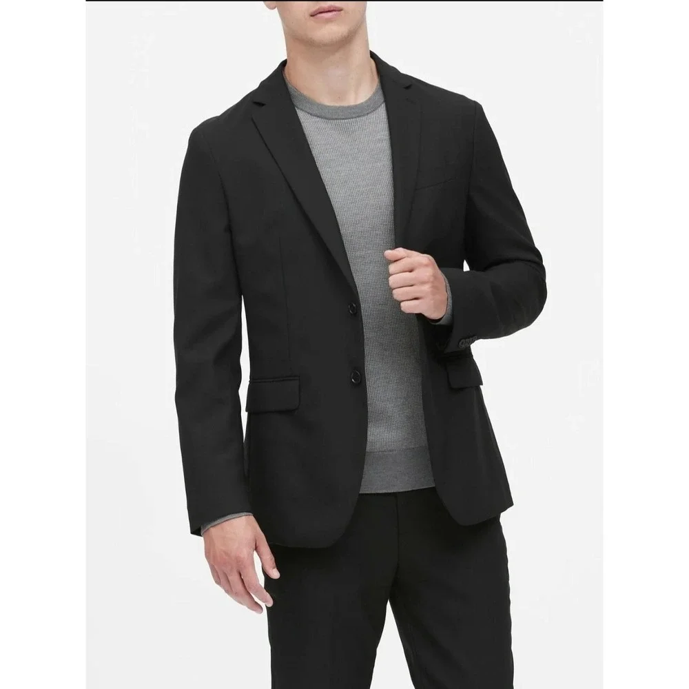 Banana Republic Classic Black Blazer Career Sport Coat Office Cotton 44R Luxury